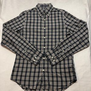 NWOT Gant ‘Windblown Oxford’ grey/navy plaid shirt